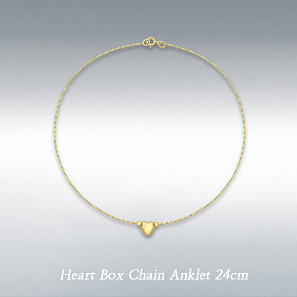런던골드 9ct Gold 발찌 Heart Box Chain/액세서리