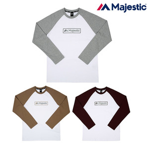 마제스틱 ML173MCATS 면 라글란 티셔츠 화이트/야구