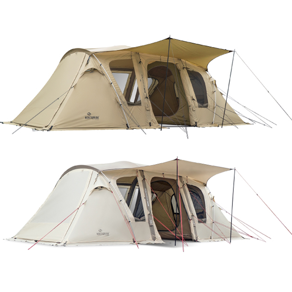 (브랜드 고별전)노스피크 아케디아 에어텐트 올리브샌드 소이밀크 4인용 캠핑 텐트