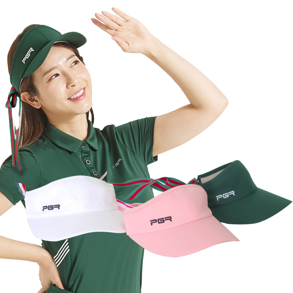 PGR 골프 여성 리본 썬캡 골프모자 3종 청록 화이트 핑크 여름골프